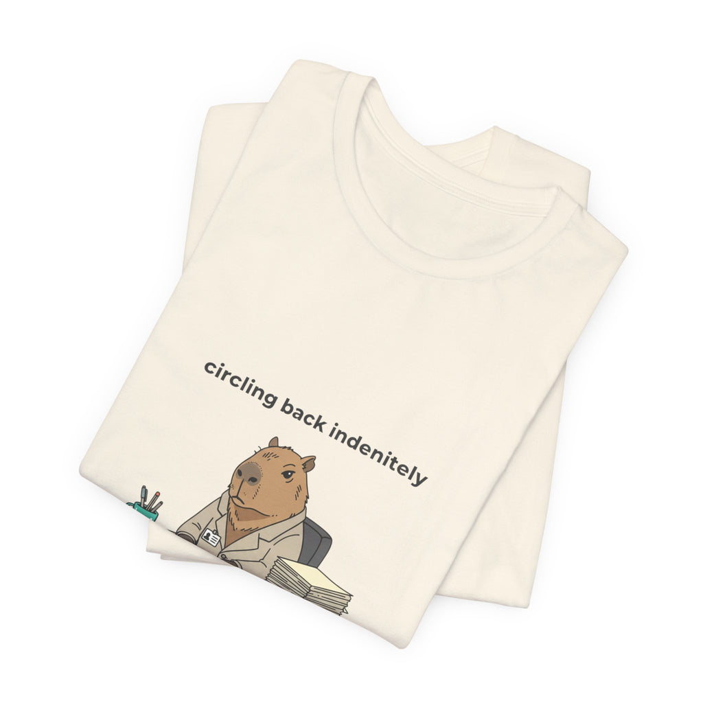Circling Back Indefinitely Raccoon Office Tee | Unhinged Animal Bureaucracy, adulting animal illustration