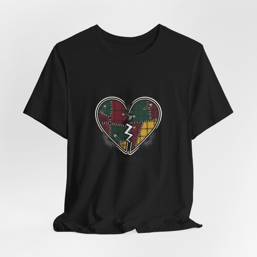 Plaid Patchwork Heart Tee | grunge shirt, punk graphic tee