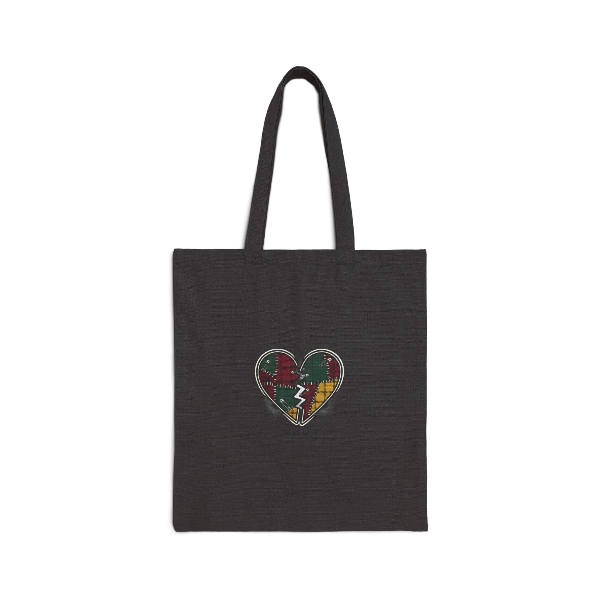 Plaid Broken Heart Tote | Grunge Revival, Flannel Aesthetic Canvas Tote