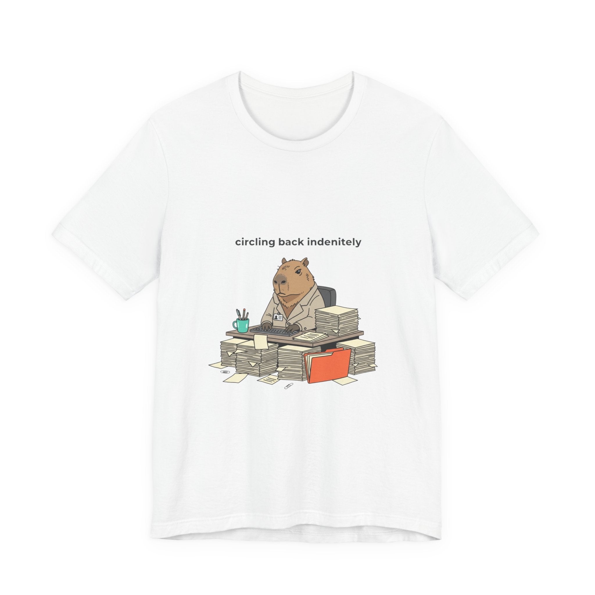 Circling Back Indefinitely Raccoon Office Tee | Unhinged Animal Bureaucracy, adulting animal illustration