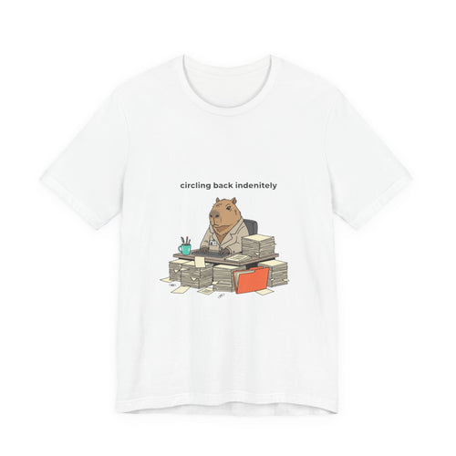 Circling Back Indefinitely Raccoon Office Tee | Unhinged Animal Bureaucracy, adulting animal illustration
