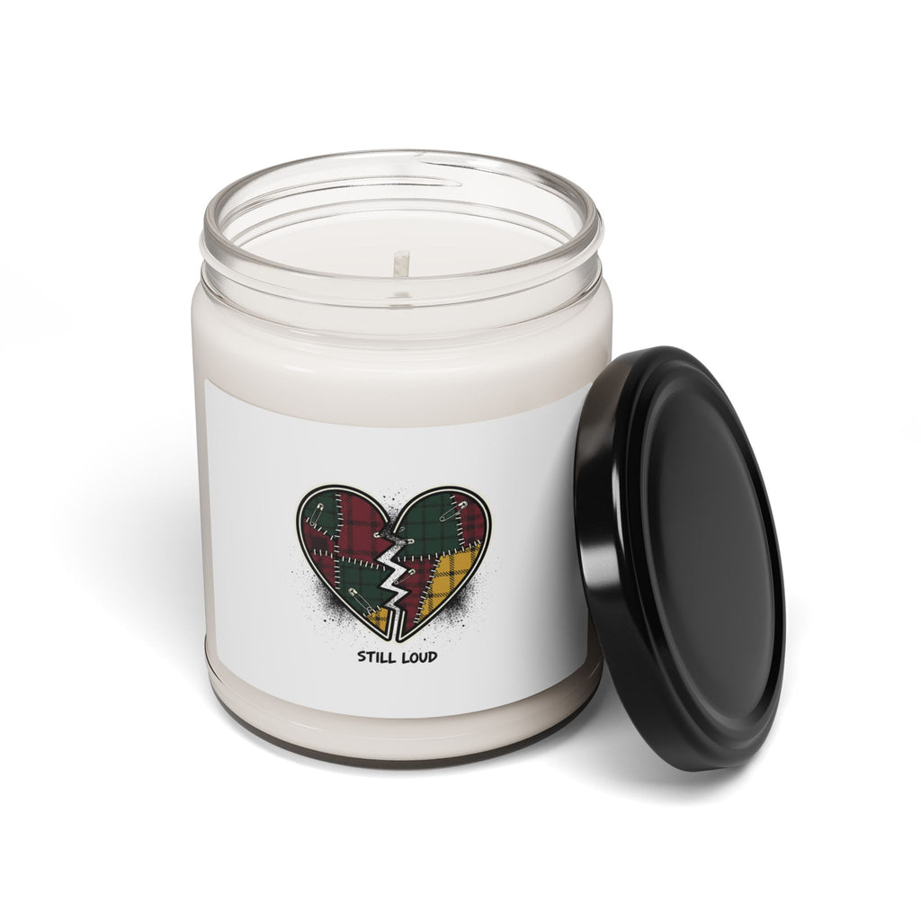 Plaid Patchwork Heart Candle, Soy Jar, Grunge Revival, 9oz