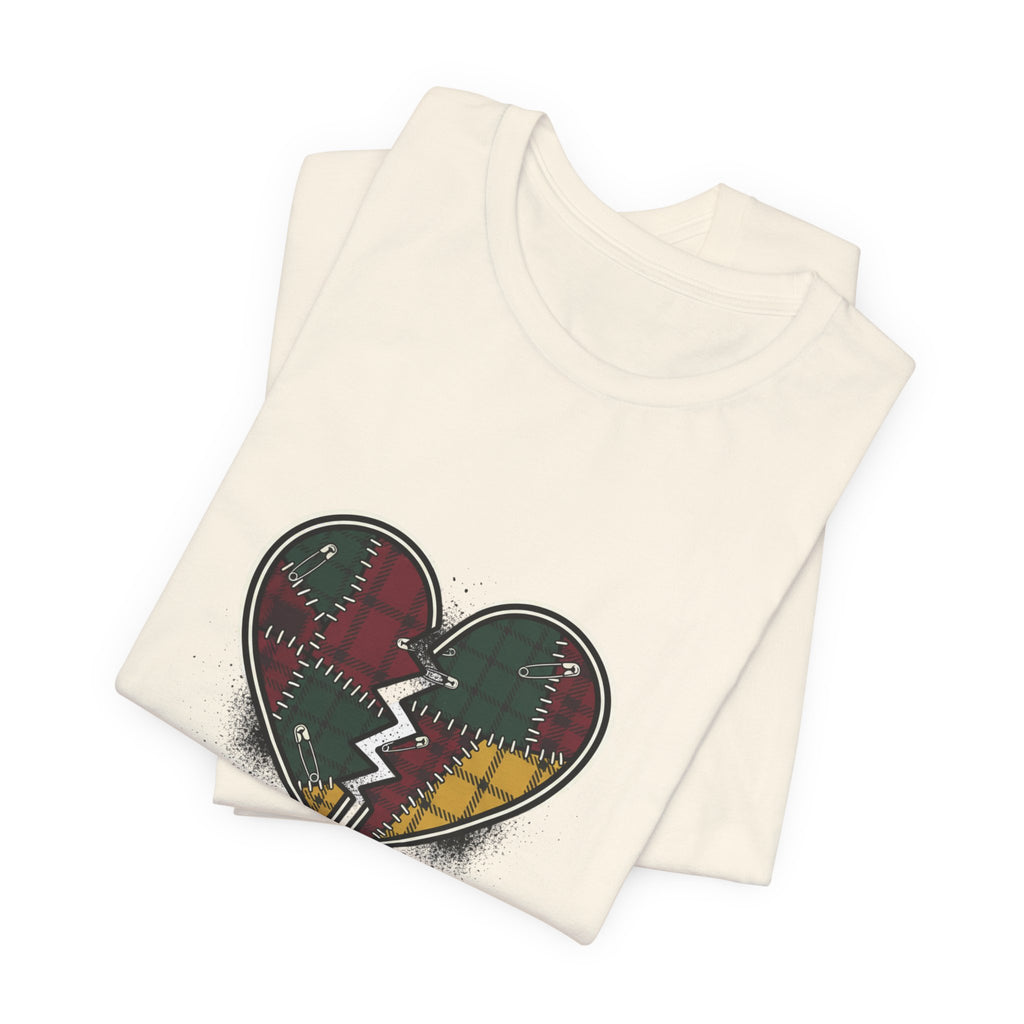Plaid Patchwork Heart Tee | grunge shirt, punk graphic tee