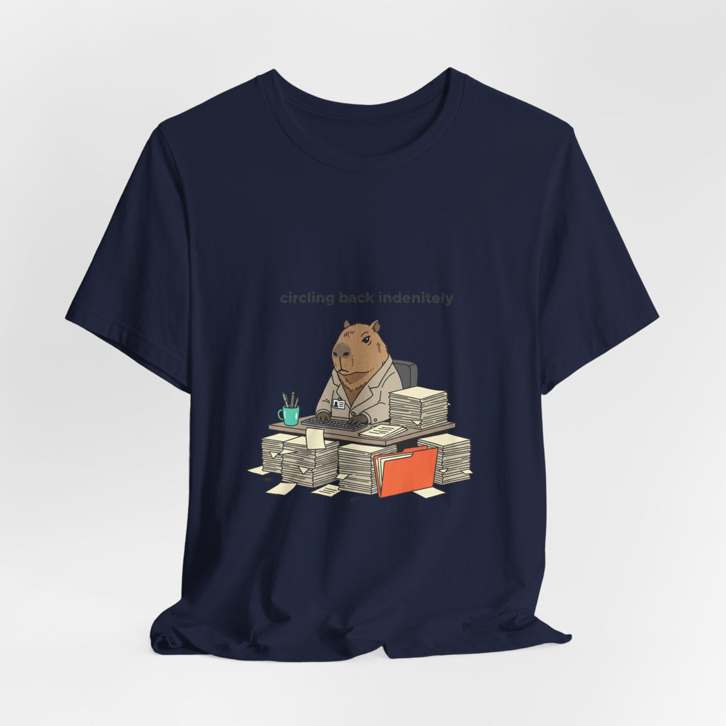 Circling Back Indefinitely Raccoon Office Tee | Unhinged Animal Bureaucracy, adulting animal illustration