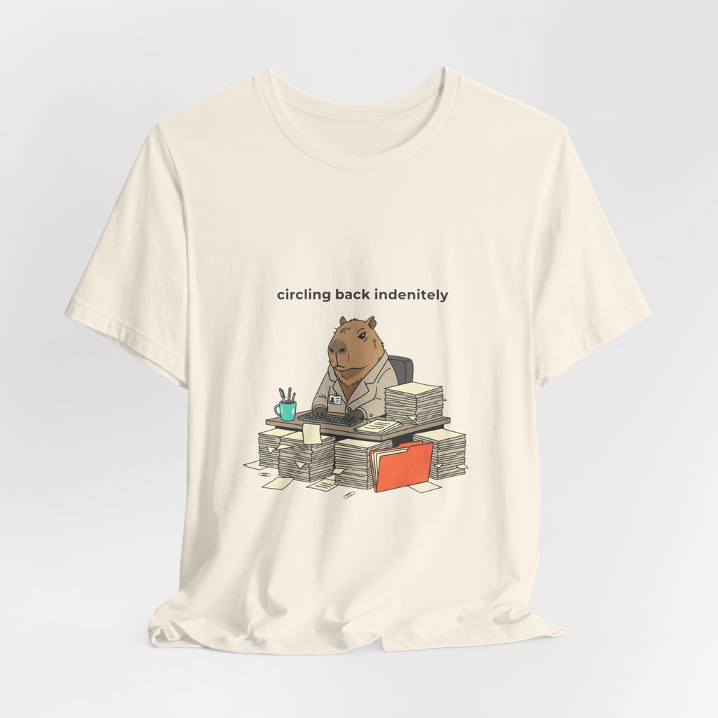 Circling Back Indefinitely Raccoon Office Tee | Unhinged Animal Bureaucracy, adulting animal illustration