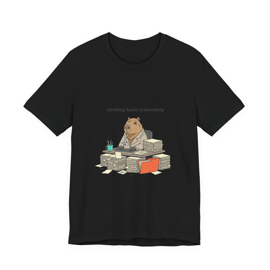 Circling Back Indefinitely Raccoon Office Tee | Unhinged Animal Bureaucracy, adulting animal illustration