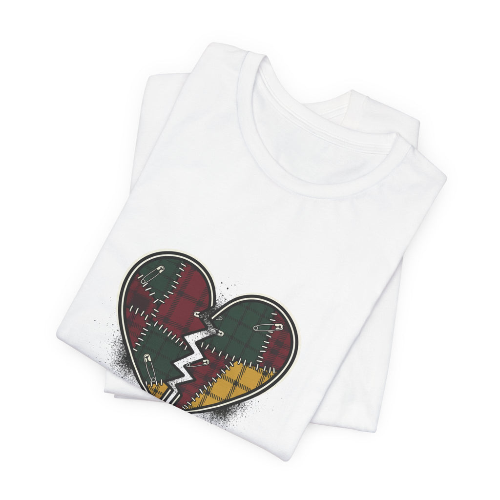Plaid Patchwork Heart Tee | grunge shirt, punk graphic tee