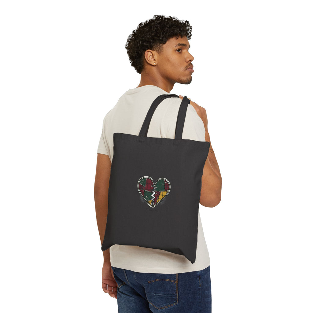 Plaid Broken Heart Tote | Grunge Revival, Flannel Aesthetic Canvas Tote