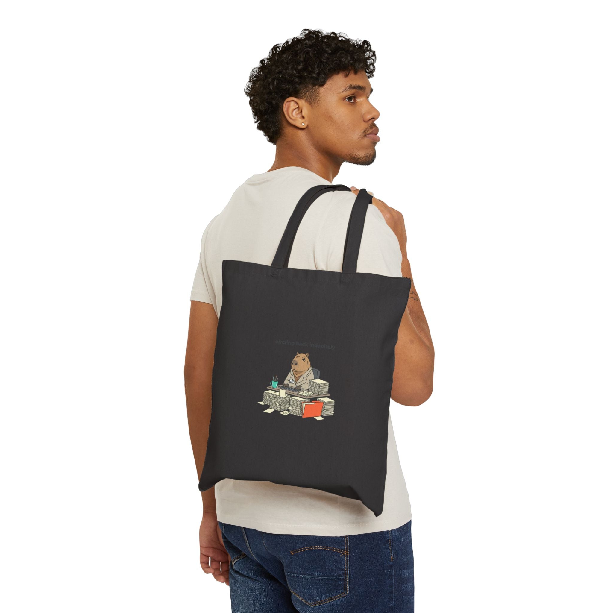 office raccoon illustration Tote | unhinged animal bureaucracy, deadpan office humor
