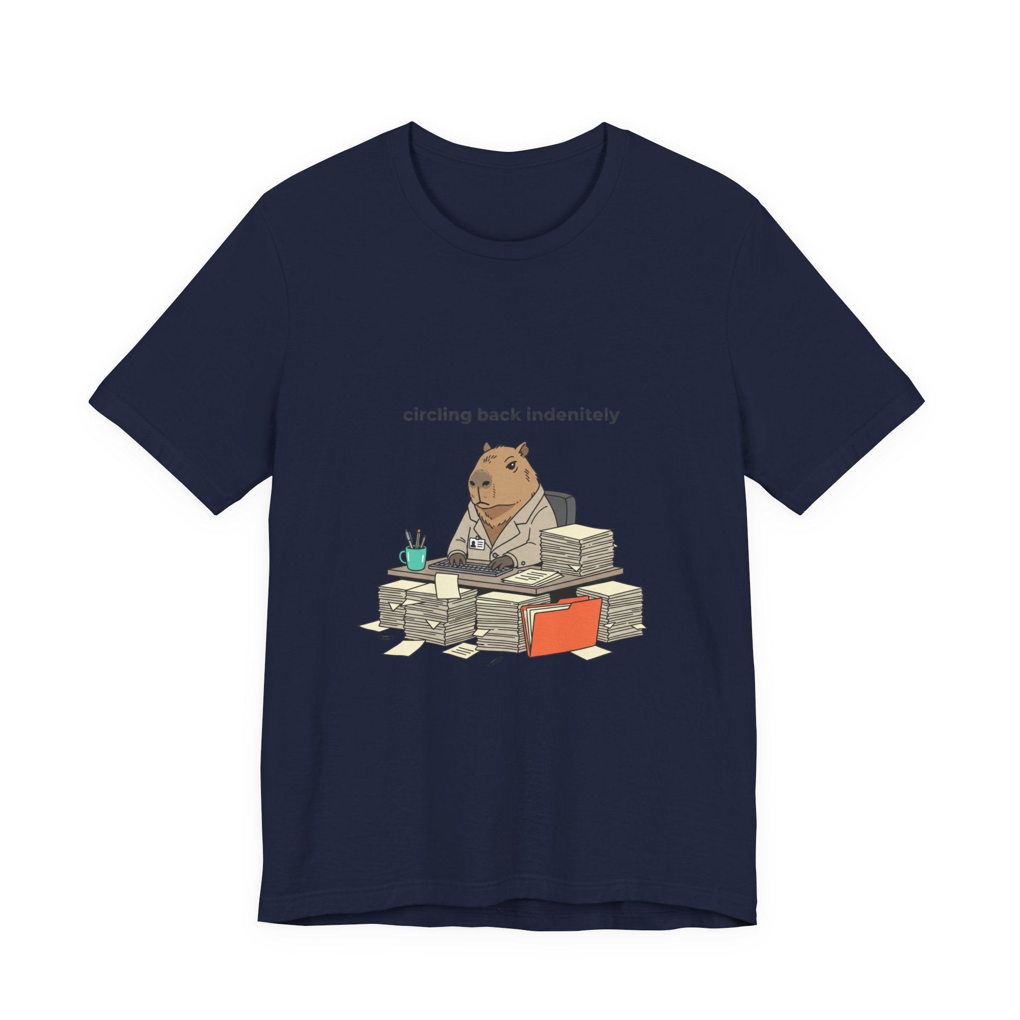 Circling Back Indefinitely Raccoon Office Tee | Unhinged Animal Bureaucracy, adulting animal illustration