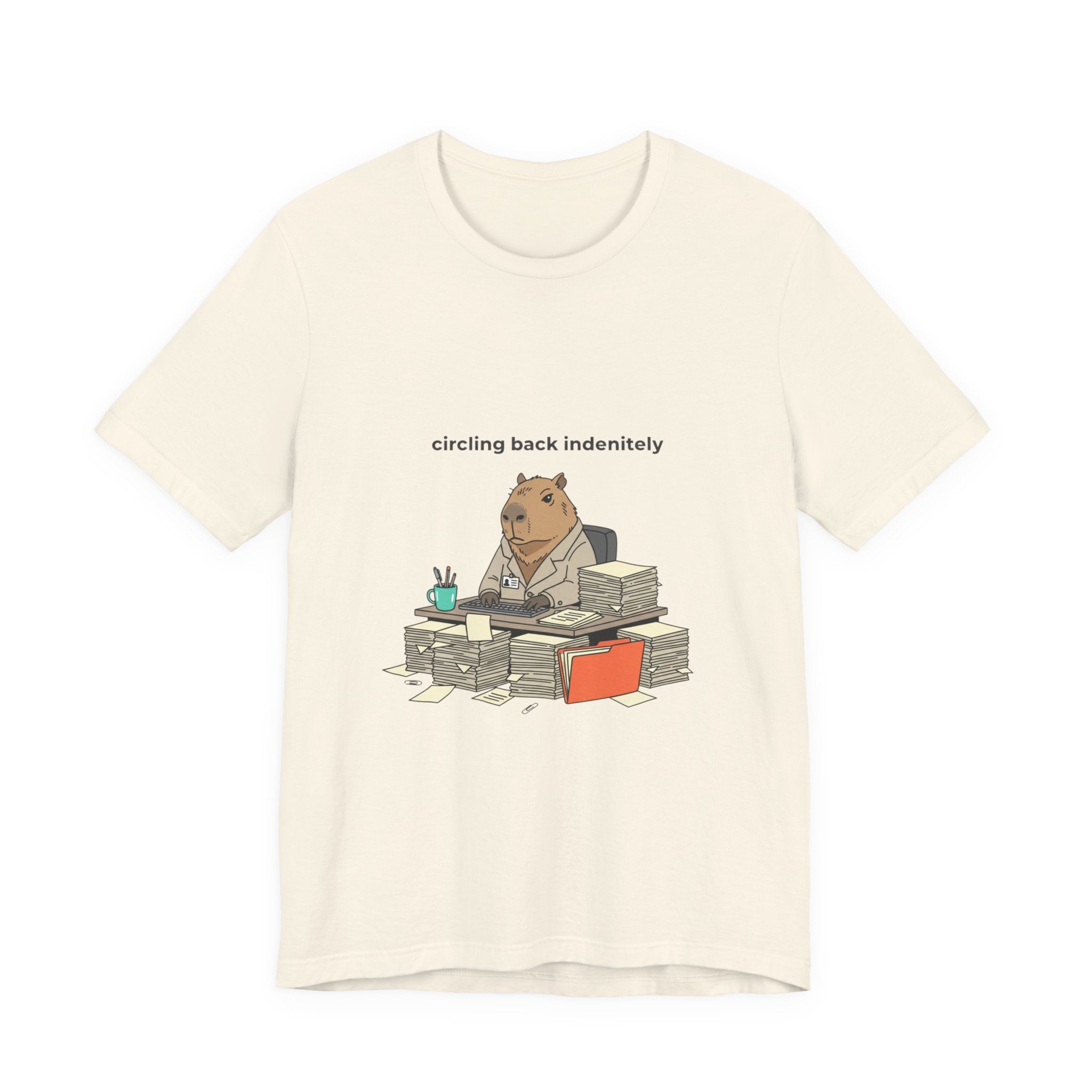 Circling Back Indefinitely Raccoon Office Tee | Unhinged Animal Bureaucracy, adulting animal illustration