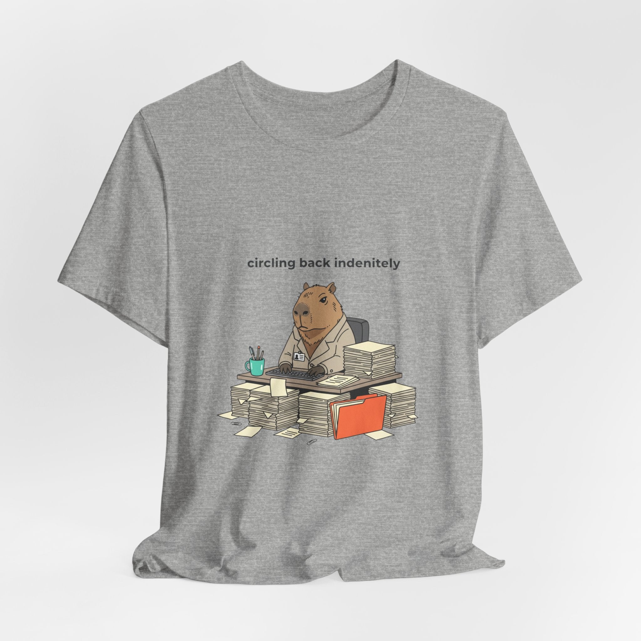 Circling Back Indefinitely Raccoon Office Tee | Unhinged Animal Bureaucracy, adulting animal illustration